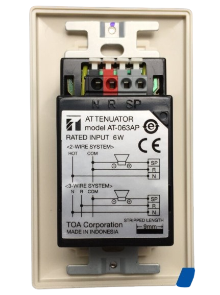 TOA AT-063AP FLUSH-MOUNTED WALL ATTENUATOR