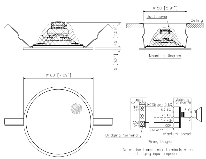 TOA PC-668R CEILING MOUNT SPEAKER