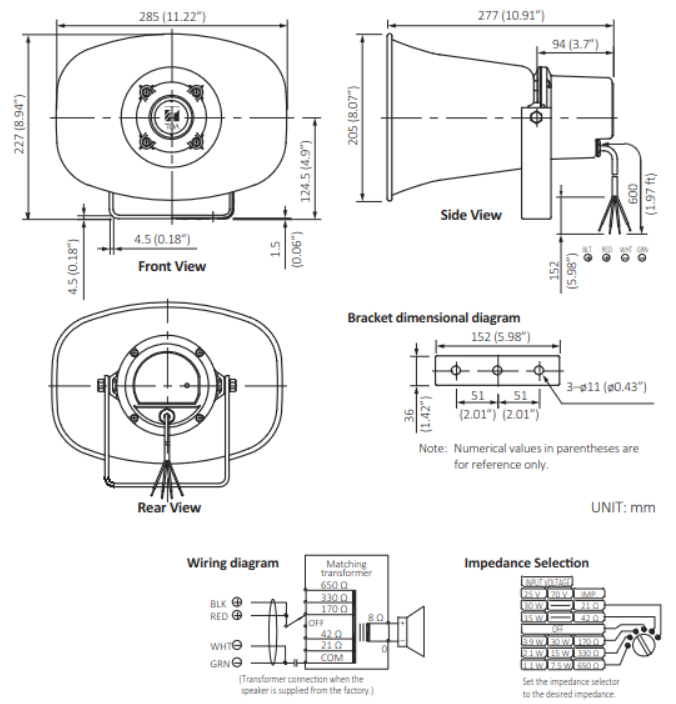 TOA SC-610M PAGING HORN SPEAKER