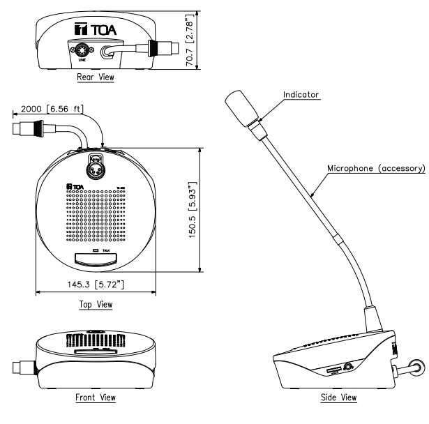 TOA TS-682L DELEGATE UNIT WITH LONG MICROPHONE